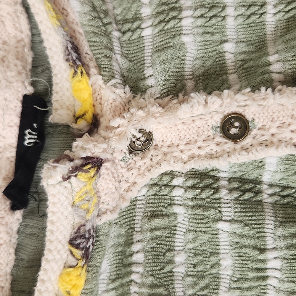 Miss Me Blouse Balloon Oversized Sweater Striped Green Size Medium - Picture 2 of 7